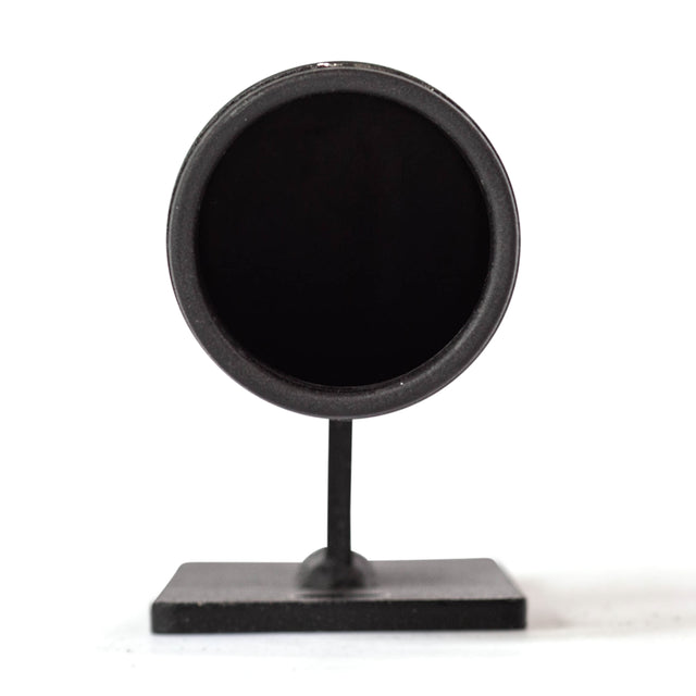 The Bells of Steel Vertical Mount Barbell Holder Rack Attachment is a round, matte black accessory on a rectangular base, photographed against a white background—perfect for power rack organization with its deep black finish.