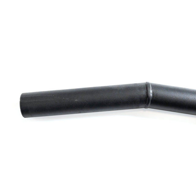 A close-up of the Bells of Steel Fat Bar - Lat Pulldown Bar, a black textured cylindrical cable machine attachment with a bend and seam, designed to improve grip strength, shown against a white background.