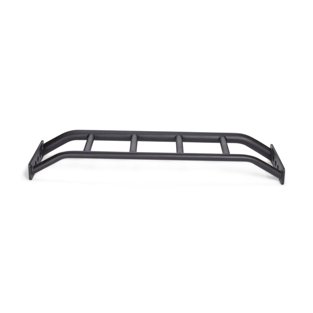 The Bells of Steel Multi-Grip Pull Up Bar is a black metal roof rack with a rectangular frame and four crossbars, designed for vehicle mounting and doubles as a versatile pull up bar for portable strength training. Shown on a plain white background.