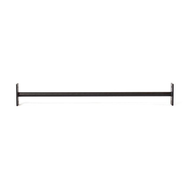 The Bells of Steel Straight Pull Up Bar, a black metal wall-mounted bar with square brackets at each end, is shown against a white background.
