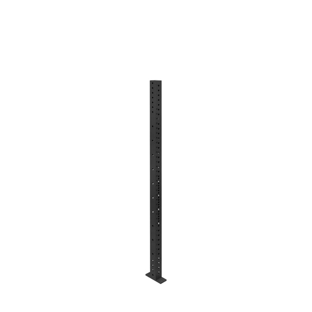 The Bells of Steel Hydra Vertical Uprights are black metal support posts with evenly spaced holes on a rectangular base, perfect for power rack attachments, shown against a white background.