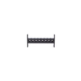 A black Bells of Steel Manticore Crossmember with side supports and multiple circular holes in a row, perfect for rack attachments, displayed on a white background.