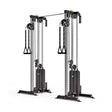 The Bells of Steel Cable Tower Squat Stands feature dual adjustable weight stacks, pulleys, and handles for strength training—an ideal addition to your gym alongside squat stands or a pull-up bar.