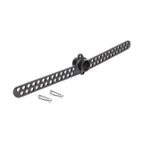 The Bells of Steel 30 D-Handle Bar Cable Attachment with Carabiners features a black plastic mounting arm with dual rows of round holes, a central cylindrical hub, and two metal clips, displayed on a white background.