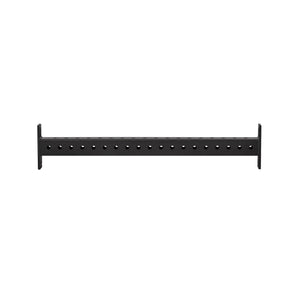 The Bells of Steel Hydra Crossmembers is a black horizontal metal beam with evenly spaced holes and flat vertical end brackets, compatible with 3x3 or Hydra Rack crossmembers, shown isolated on a white background.