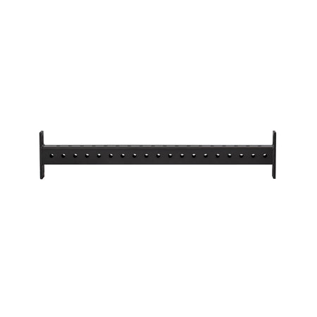 The Bells of Steel Hydra Crossmembers is a black horizontal metal beam with evenly spaced holes and flat vertical end brackets, compatible with 3x3 or Hydra Rack crossmembers, shown isolated on a white background.