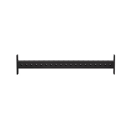 The Bells of Steel Hydra Crossmembers is a black horizontal metal beam with evenly spaced holes and flat vertical end brackets, compatible with 3x3 or Hydra Rack crossmembers, shown isolated on a white background.