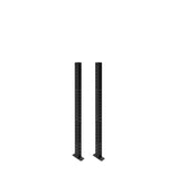 Two black metal Bells of Steel Hydra Vertical Uprights with multiple evenly spaced holes, standing upright on flat bases against a plain white background—ideal for adding power rack attachments to your setup.