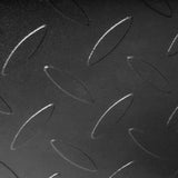 Close-up of a black metal surface with a repeating raised oval tread pattern, like that found on the Bells of Steel Footplate for Cable Tower/All In One Trainer, providing added grip and safety.