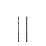 Two dark gray Hydra Vertical Uprights by Bells of Steel stand against a plain white background, featuring multiple evenly spaced round holes. They are likely components of a modular shelving system or Hydra Rack.