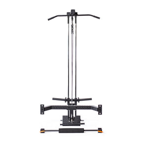 The Bells of Steel Lat Pulldown & Low Row Rack Attachment for Hydra & Manticore features a pull-up bar, padded base, handles, footrests, and offers enhanced strength training and resistance exercises.