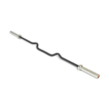 The Rackable EZ Curl Bar by Bells of Steel is designed for biceps and triceps workouts, featuring angled grips for enhanced arm development. Set against a plain white background, this black and silver barbell suits weightlifting enthusiasts looking to sculpt their arms.