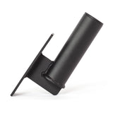 A wall-mounted bracket from Bells of Steel features a cylindrical tube and flat square base, angled away from the camera. This product, named the Vertical Mount Barbell Holder Rack Attachment, is ideal for home gym organization and perfect for securely storing a barbell or similar object.