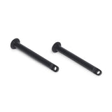 Two Bells of Steel Standard Band Pegs—black metal with flared heads and holes at the ends—for use with resistance bands or a power rack, shown on a white background.