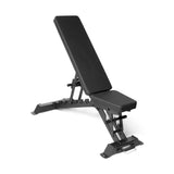 The Buzz-Saw Heavy-Duty Adjustable Bench by Bells of Steel features a black premium vinyl padded seat and backrest, plus a sturdy metal frame for stability. Supports multiple incline and flat positions—perfect for strength training.