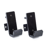 Two black Bells of Steel Standard J-Cups, featuring rectangular backplates and small support arms, are displayed side by side on a white background.