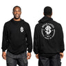 A man models the Bells of Steel Bamboo Hoodie in black, featuring a white brand logo on the front left chest and a large circular graphic with text on the back, shown both facing forward and from behind.