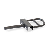 The Bells of Steel Lever Arms Rack Attachment features a cylindrical rotating sleeve, U-shaped handle, and rectangular bracket for secure mounting to Olympic weight plates or a base.