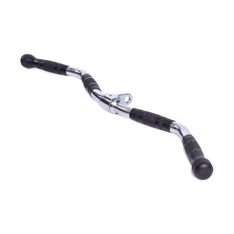The Bells of Steel Multi Grip Curl Bar Cable Attachment features angled grips and black rubber handles, ideal for wide grip lat pulldowns and arm isolation exercises, shown on a white background.