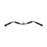 The Bells of Steel Multi Grip Curl Bar Cable Attachment features chrome construction and rubber grips on both ends, perfect for arm muscle isolation during strength training, shown on a white background.