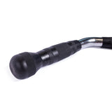Close-up of the black, textured rubber handle on the Bells of Steel Multi Grip Curl Bar Cable Attachment, designed to isolate arm muscles when used with cable machines. Ideal gym equipment accessory. Set against a white background.