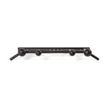 The Globe Pull Up Bar by Bells of Steel features a modern black rack with four large round knobs and two angled arms, blending minimalist geometric design—ideal for hanging coats, bags, or as a convenient strength training station.