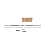 The Bells of Steel Glute Ham Slider is shown horizontally in front of two cardboard boxes, with its 86.6-inch (2200 mm) length labeled below—ideal for ab rolls or enhancing your hamstring exercise routine.