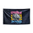 The Bells of Steel Flags feature a black background with a striking white dragon head at the center, mouth open. "Hydra Series" in pink, yellow, and blue sits above and below; "Rise of the Elite" appears beneath. Ideal for gym decor.