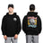 A man wears a black Bells of Steel Bamboo Hoodie and black cap, shown front and back. The hoodie features a white dragon on the chest and a large, colorful “Hydra Bass Series” graphic on the back.