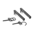 The Bells of Steel Lever Arms Rack Attachment includes two black steel arms with pin-and-hook design, made for use with a power rack or squat rack to enhance safety and support while lifting Olympic weight plates.