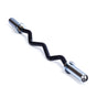 The Bells of Steel EZ Curl Bar (45") in black and silver, featuring angled grips for efficient biceps and triceps training, is displayed on a white background.