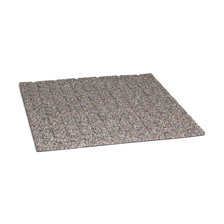 The Bells of Steel Rubber Flooring Gym Mat 39" x 39" features speckled, multicolored rubber tiles in a grid pattern, perfect for weightlifting or gym flooring. Shown on a white background.