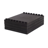 A set of five Bells of Steel Stackable Pull Blocks, rectangular and black with interlocking notches, is arranged neatly on a white background.
