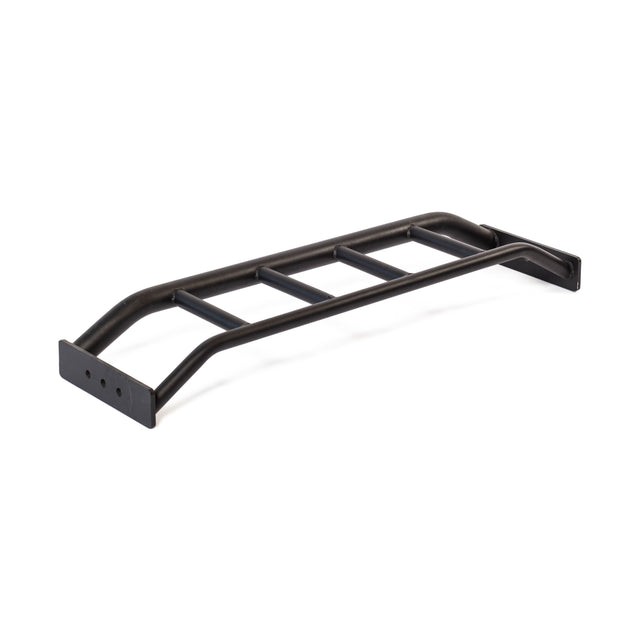 The Bells of Steel Multi-Grip Pull Up Bar, a black metal roof rack ladder with four rungs for vehicle mounting, appears on a white background—perfect for strength training or as an on-the-go workout accessory.
