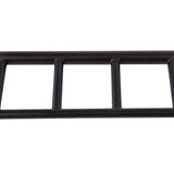 Close-up of the Bells of Steel Multi-Grip Pull Up Bar in black metal, showing three rungs and side rails, designed for strength training, against a white background.