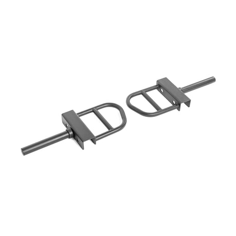 Two Bells of Steel Lever Arms Rack Attachments with handles and mounting brackets, designed for fitness equipment, are shown side by side on a white background.