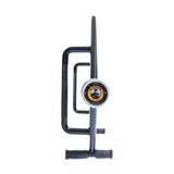 The Open Trap Bar / Hex Bar by Bells of Steel is a black push-up bar with ergonomic handles and a built-in central circular dial showing weight and branding, standing upright against a white background.