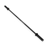 The Bells of Steel Short Rackable Barbell, an Olympic-style black utility bar with knurled grips and smooth rotating sleeves, is featured on a white background—ideal for any home gym.
