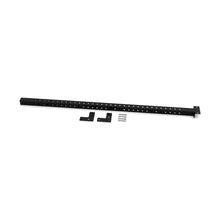The Bells of Steel Back Upright Attachment for Cable Tower includes a black metal mounting bar with multiple holes, two L-shaped brackets, and four screws—perfect for Plate Loaded or Weight Stack Cable Tower setups.