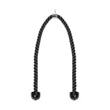 The Bells of Steel Extra Long Tricep Rope Extension (137cm) features black twisted rope, rubber ends, and a metal hook, perfect as a cable machine attachment for tricep pushdowns and extensions in upper body workouts.